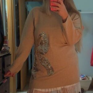 Christmas at next sweater dress with sequin bow appliqué